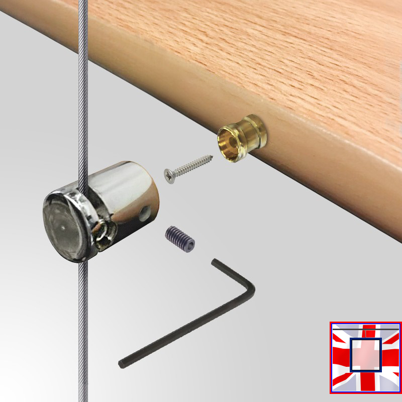Chrome Boss Shelf Clamp – Single Support for Cable-Suspended Wood Shelves