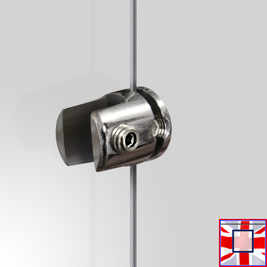 Chrome Vertical-Grip Clamp – 8mm Cable Panel Support (Single)