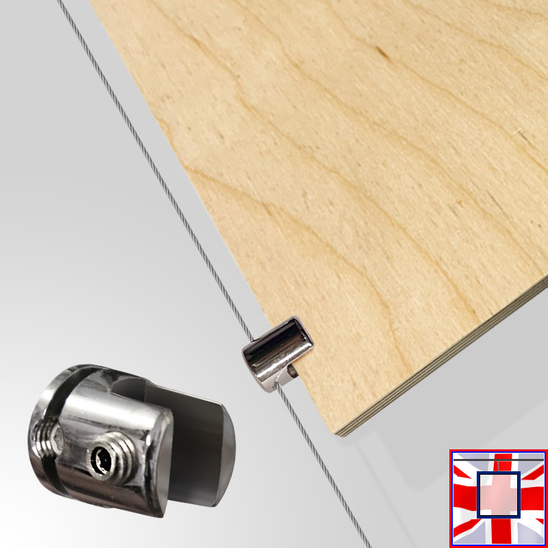 Chrome Vertical-Grip Clamp – 8mm Cable Panel Support (Single)