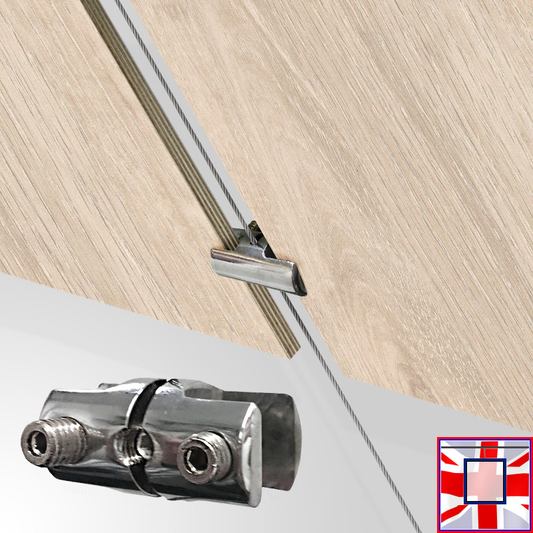 Chrome Double Cable Panel Clamp – Vertical Grip for 6mm, 8mm, 10mm Panels