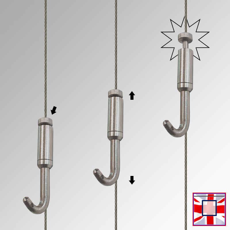Fixed Hanger Rug Hanging Set – Ceiling & Wall Mounted with Cable & Clamps