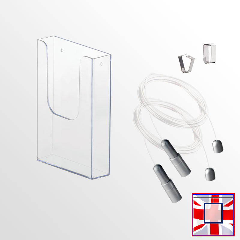 Ceiling-to-Floor Leaflet Dispenser Kit – A4 A5 DL Brochure Holder (Cable Display)