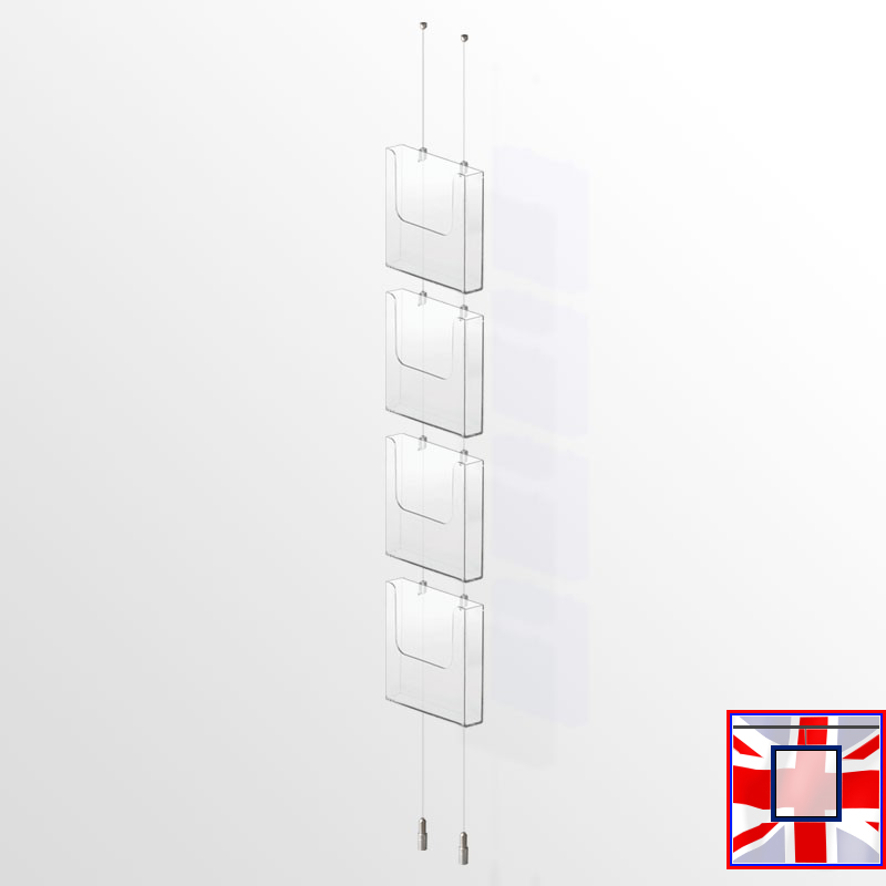 Ceiling-to-Floor Leaflet Dispenser Kit – A4 A5 DL Brochure Holder (Cable Display)