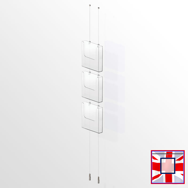 Ceiling-to-Floor Leaflet Dispenser Kit – A4 A5 DL Brochure Holder (Cable Display)