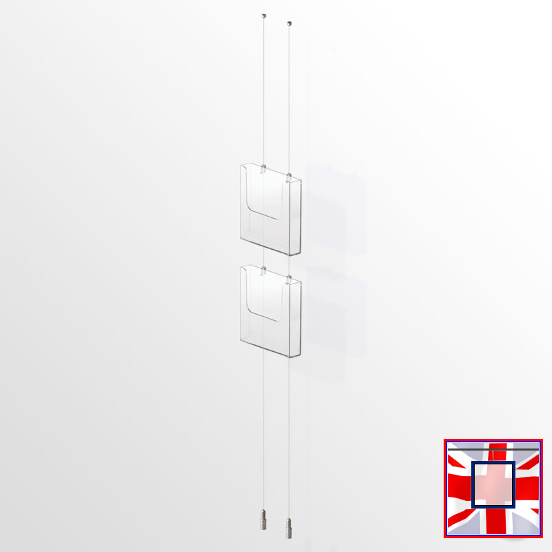 Ceiling-to-Floor Leaflet Dispenser Kit – A4 A5 DL Brochure Holder (Cable Display)
