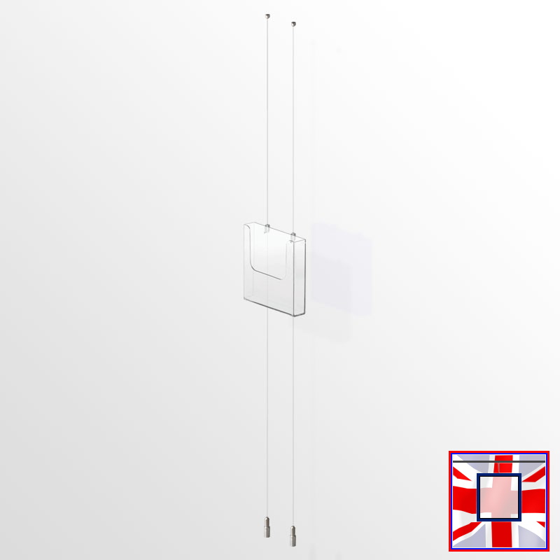Ceiling-to-Floor Leaflet Dispenser Kit – A4 A5 DL Brochure Holder (Cable Display)