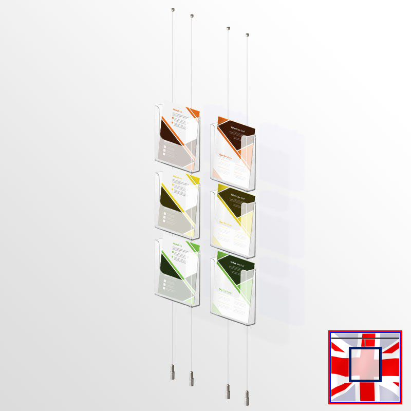 Ceiling-to-Floor Leaflet Dispenser Kit – A4 A5 DL Brochure Holder (Cable Display)