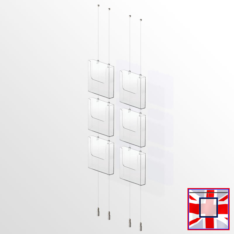Ceiling-to-Floor Leaflet Dispenser Kit – A4 A5 DL Brochure Holder (Cable Display)