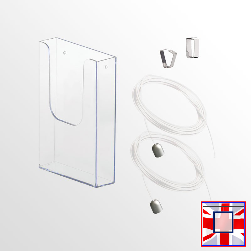 Hanging Brochure Dispenser Kit – Ceiling-Mounted Cable Display (A4 A5 DL Holders)
