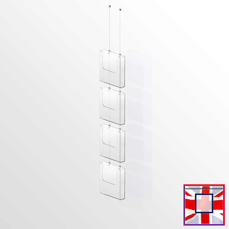 Hanging Brochure Dispenser Kit – Ceiling-Mounted Cable Display (A4 A5 DL Holders)