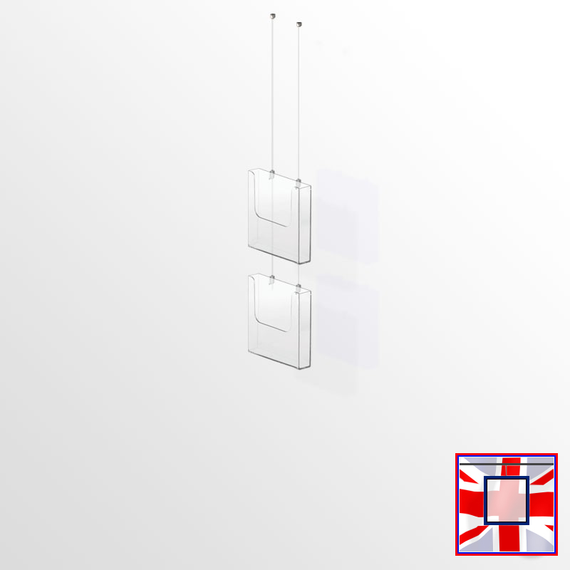 Hanging Brochure Dispenser Kit – Ceiling-Mounted Cable Display (A4 A5 DL Holders)
