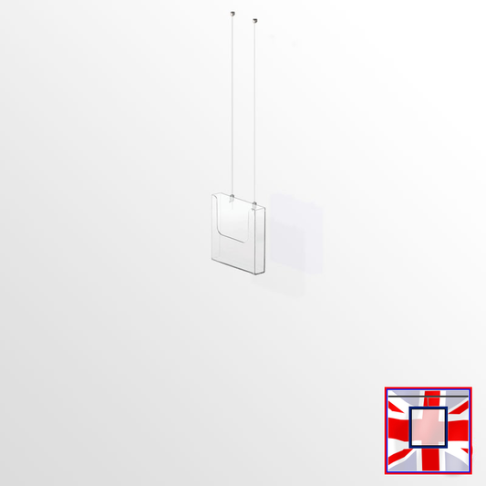 Hanging Brochure Dispenser Kit – Ceiling-Mounted Cable Display (A4 A5 DL Holders)