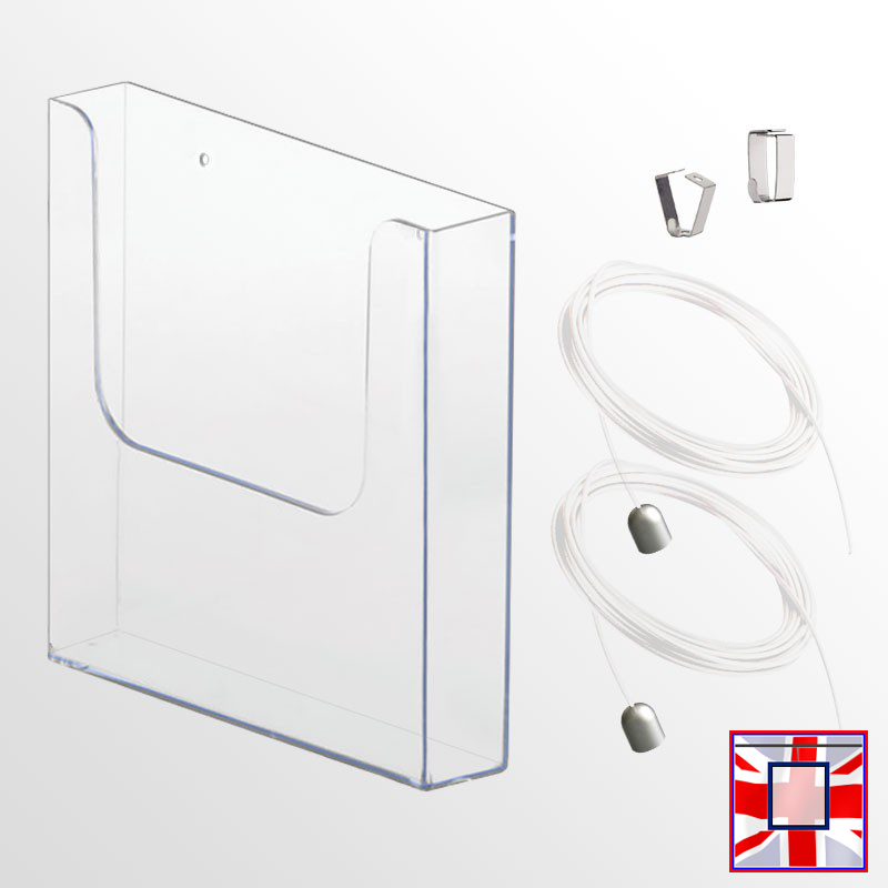 Hanging Brochure Dispenser Kit – Ceiling-Mounted Cable Display (A4 A5 DL Holders)