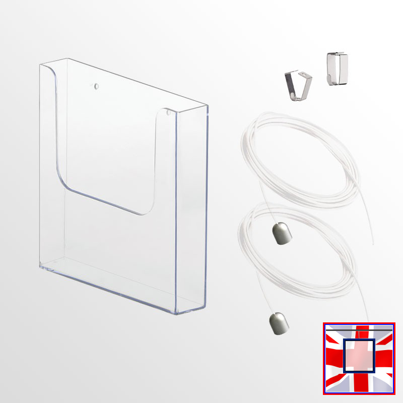 Hanging Brochure Dispenser Kit – Ceiling-Mounted Cable Display (A4 A5 DL Holders)
