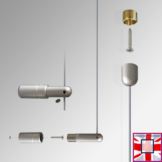 4m Length, Satin Chrome Finish (Ideal for Advertising & Art Hanging)- Ceiling to Wall Display