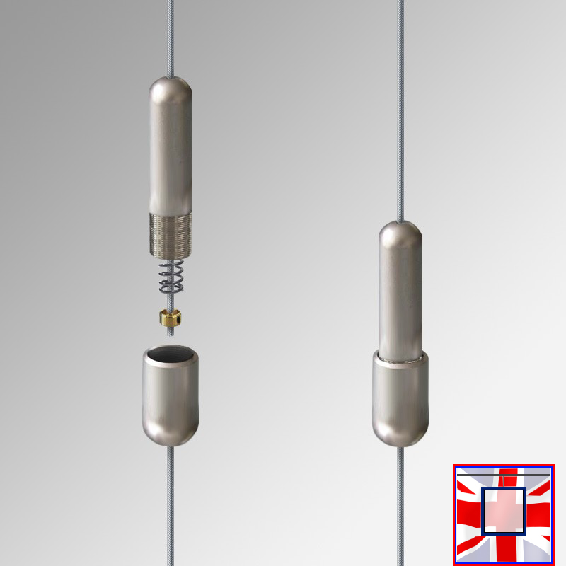 4m Length, Satin Chrome Finish (Ideal for Advertising & Art Hanging)- Ceiling to Wall Display