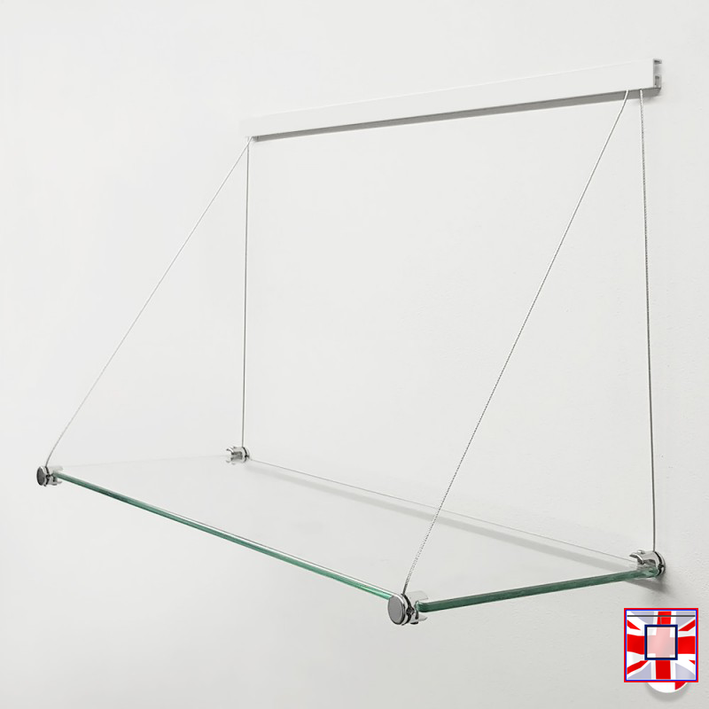 Glass Shelf and Cables Clip Rail Shelving