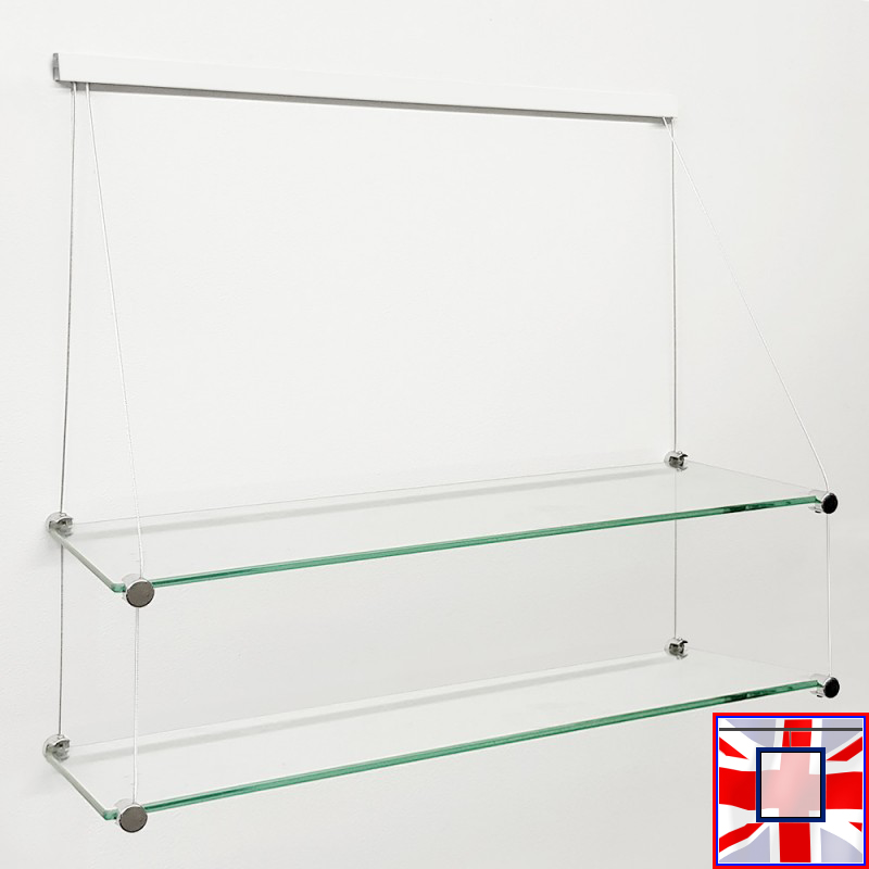 Glass Shelf and Cables Clip Rail Shelving