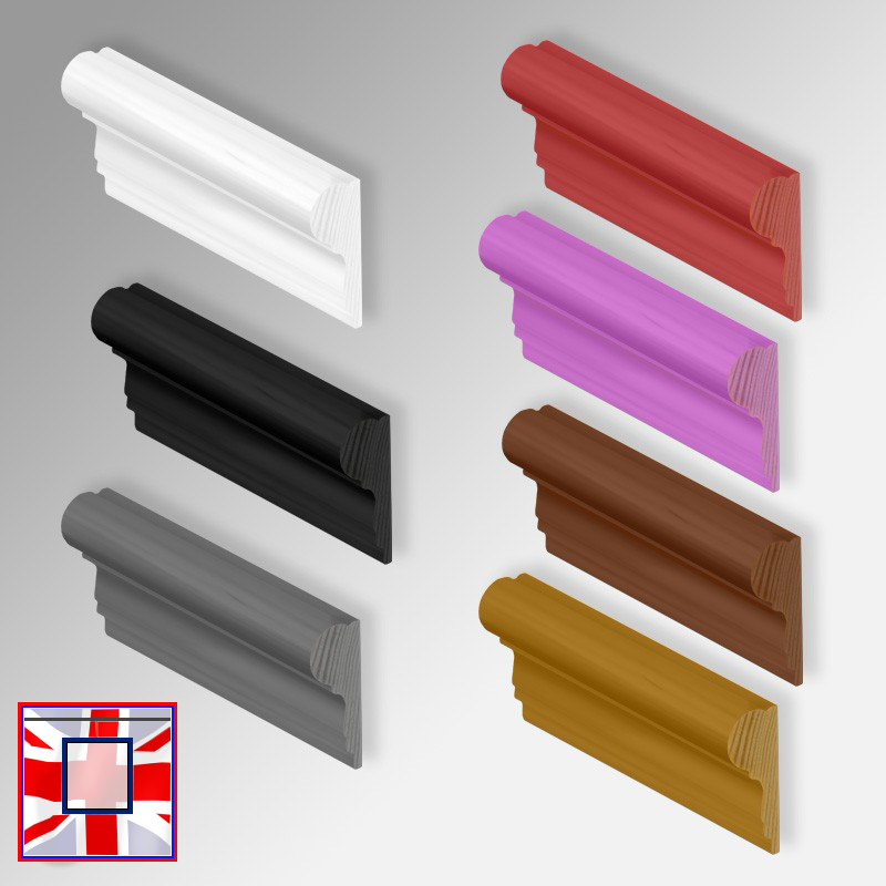 Colored Dado Moulding Picture Rail – Wood Finish (White, Black, Silver, Red, Pink, Walnut, Gold)