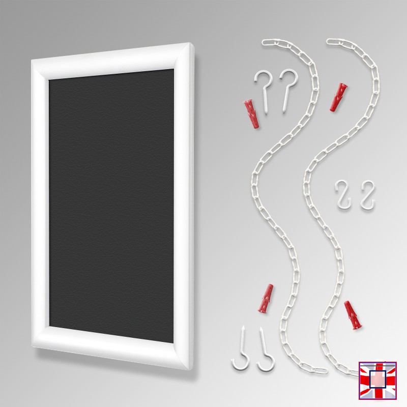 White Fixed Chain Chalkboard Hanging Kit (Ceiling-to-Floor)