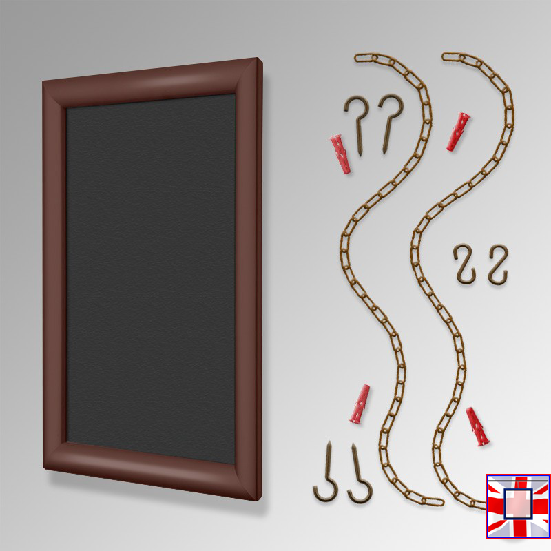 Walnut Fixed Chain Chalkboard Hanging Kit (Ceiling-to-Floor)