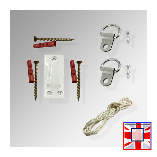 Large Heavy Duty Picture Frame Hanging Kit (40kg), D Ring Strap Hanger & Hook Sets