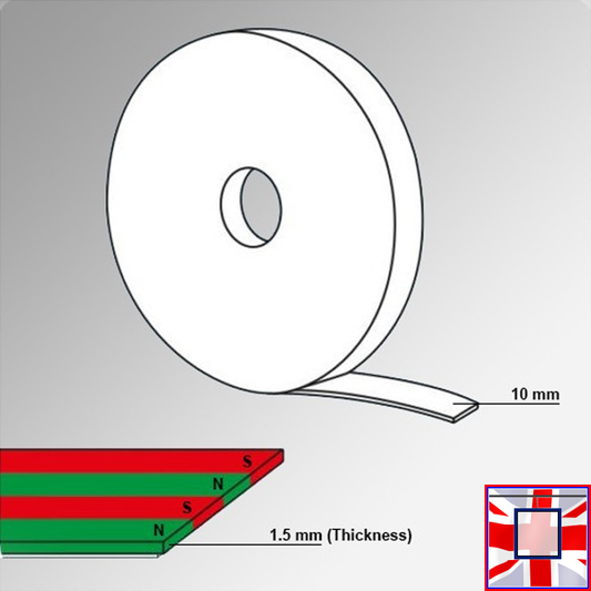 Self Adhesive Magnetic Tape, Indoor & Outdoor Magnet Strip with Sticky Side (Various Sizes)