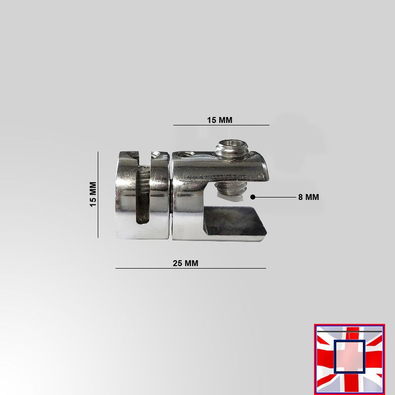Multi-Angle Panel Support Clamp – Single, Chrome (Fits 8MM/10MM)
