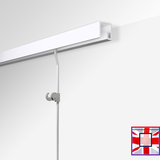 Strong & Discreet Ceiling Picture Rail, P Rail Track (80kg Capacity) – 2m & 3m