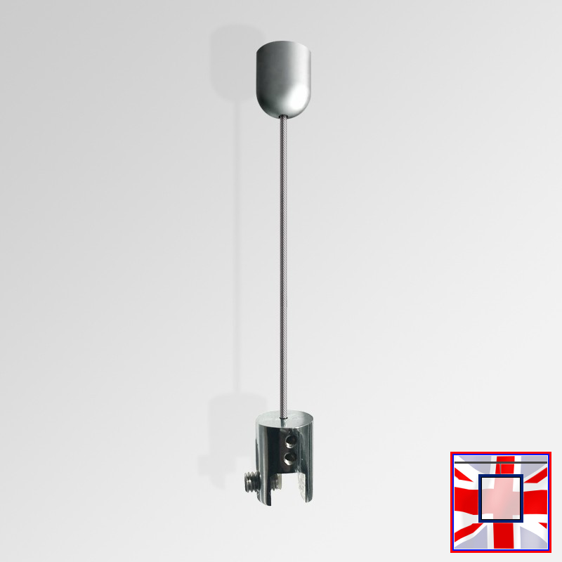 2m Ceiling Cable & Clamp Set – For Suspending Screens, Signs, Banners, Wood & Glass Panels
