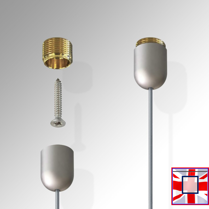 2m Ceiling Cable & Clamp Set – For Suspending Screens, Signs, Banners, Wood & Glass Panels
