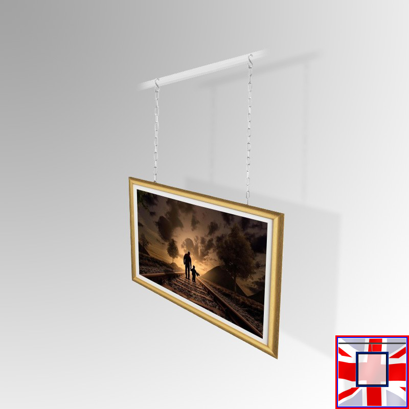 Decorative Brass Hanger Set with Walnut Brown Picture Hanging Chain Kit