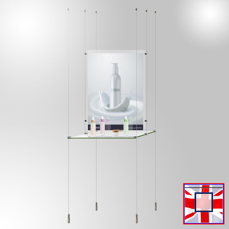 A1 Glass Shelving & Double-Sided Poster Display Stand