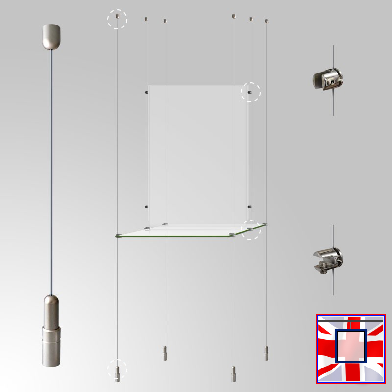 Glass Shelving Display with A2 Poster – Double-Sided Retail Unit