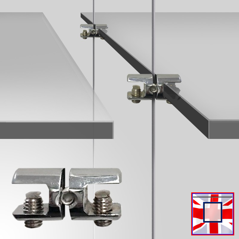 Horizontal-Grip Double Shelf Clamp – Chrome, 6mm/8mm/10mm Compatible