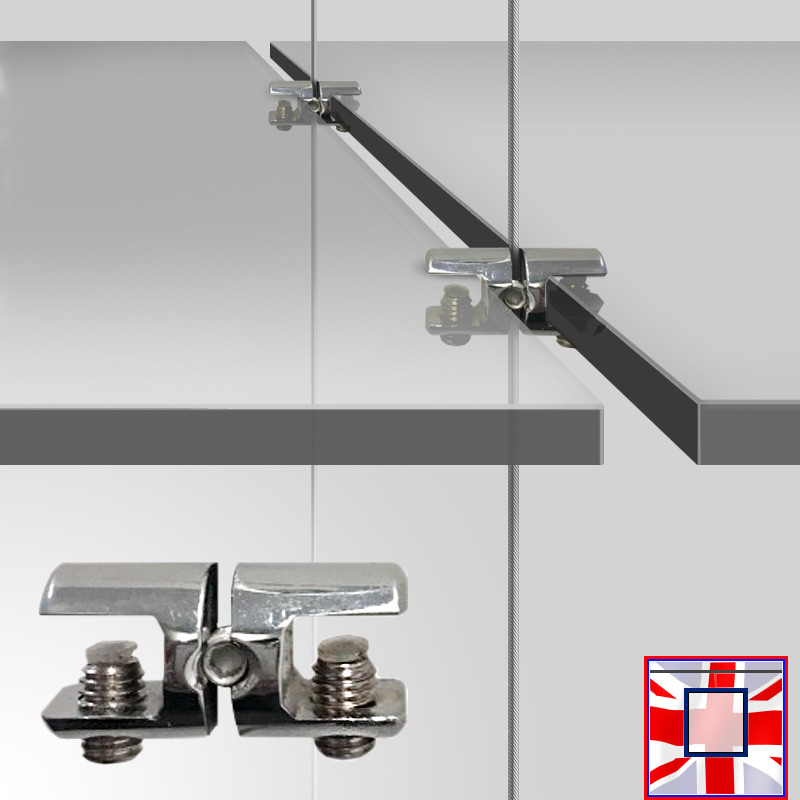 Horizontal-Grip Double Shelf Clamp – Chrome, 6mm/8mm/10mm Compatible