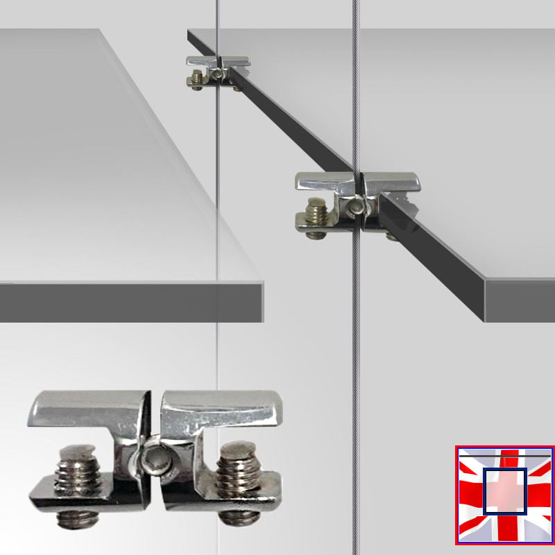 Horizontal-Grip Double Shelf Clamp – Chrome, 6mm/8mm/10mm Compatible