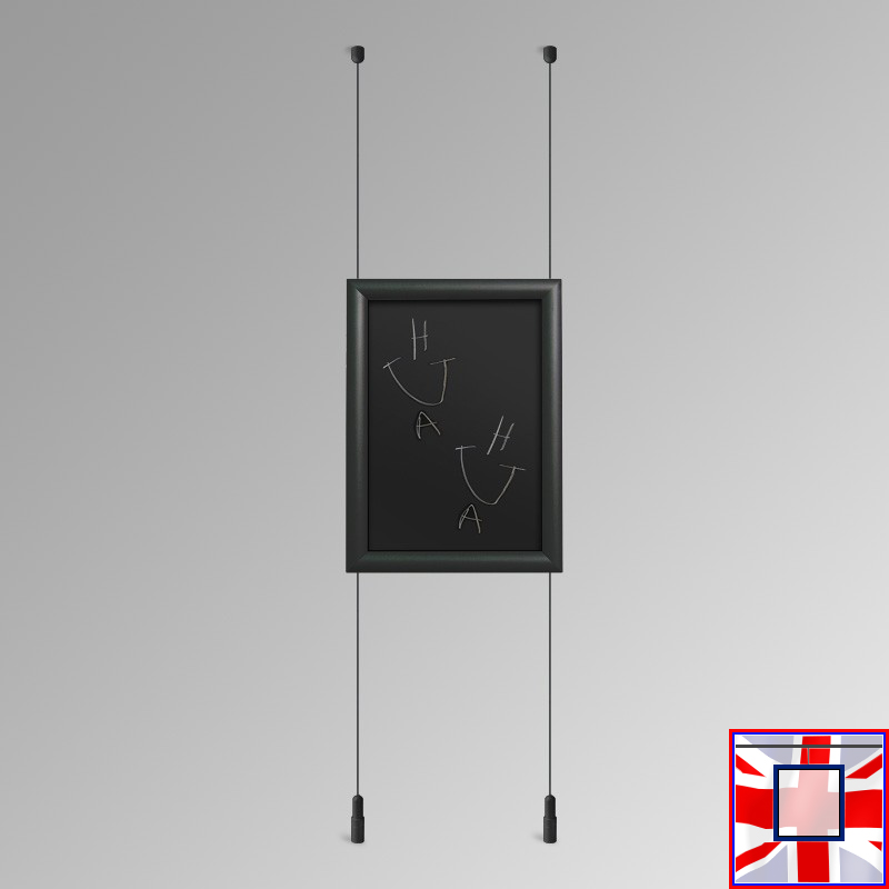 BLACK All Suspended Chalkboard Hanging Kit (Ceiling-to-Floor)