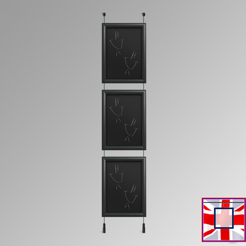 BLACK All Suspended Chalkboard Hanging Kit (Ceiling-to-Floor)