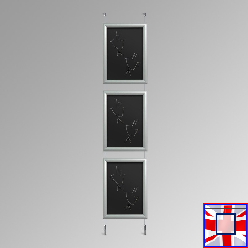 Ceiling-to-Floor Chalkboard Hanging Kit – Suspended (Silver)