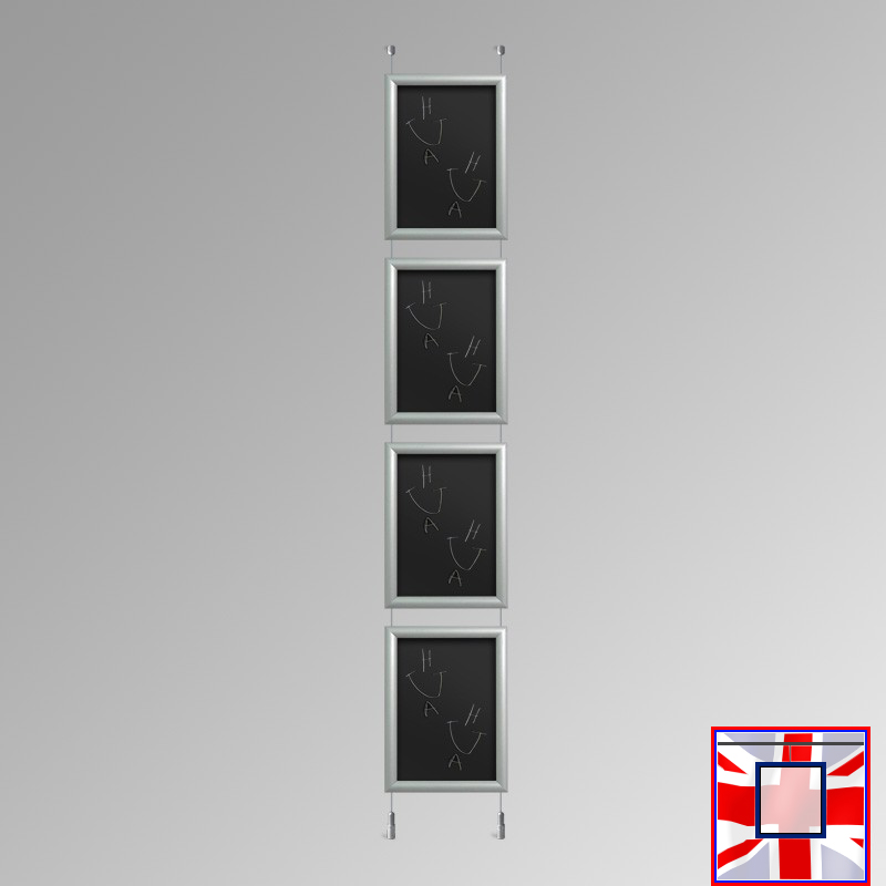 Ceiling-to-Floor Chalkboard Hanging Kit – Suspended (Silver)