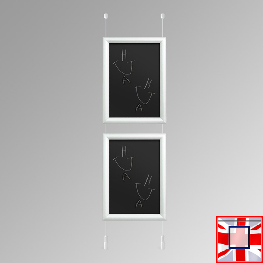 WHITE All Suspended Chalkboard Hanging Kit (Ceiling-to-Floor)