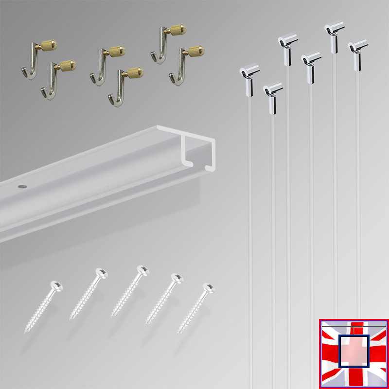 3m U Rail Ceiling Hanging Kit – All-in-One Picture Track & Hooks Gallery Set