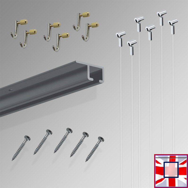 3m U Rail Ceiling Hanging Kit – All-in-One Picture Track & Hooks Gallery Set