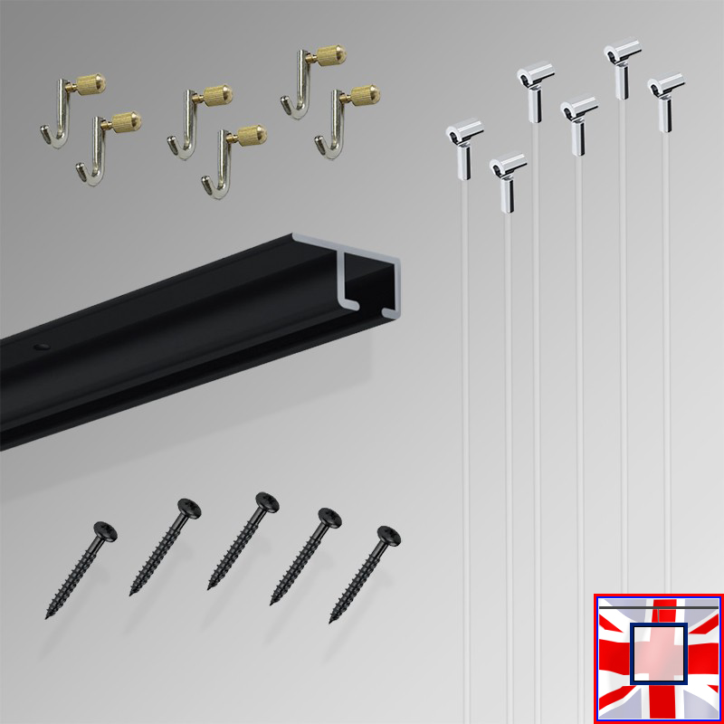 3m U Rail Ceiling Hanging Kit – All-in-One Picture Track & Hooks Gallery Set