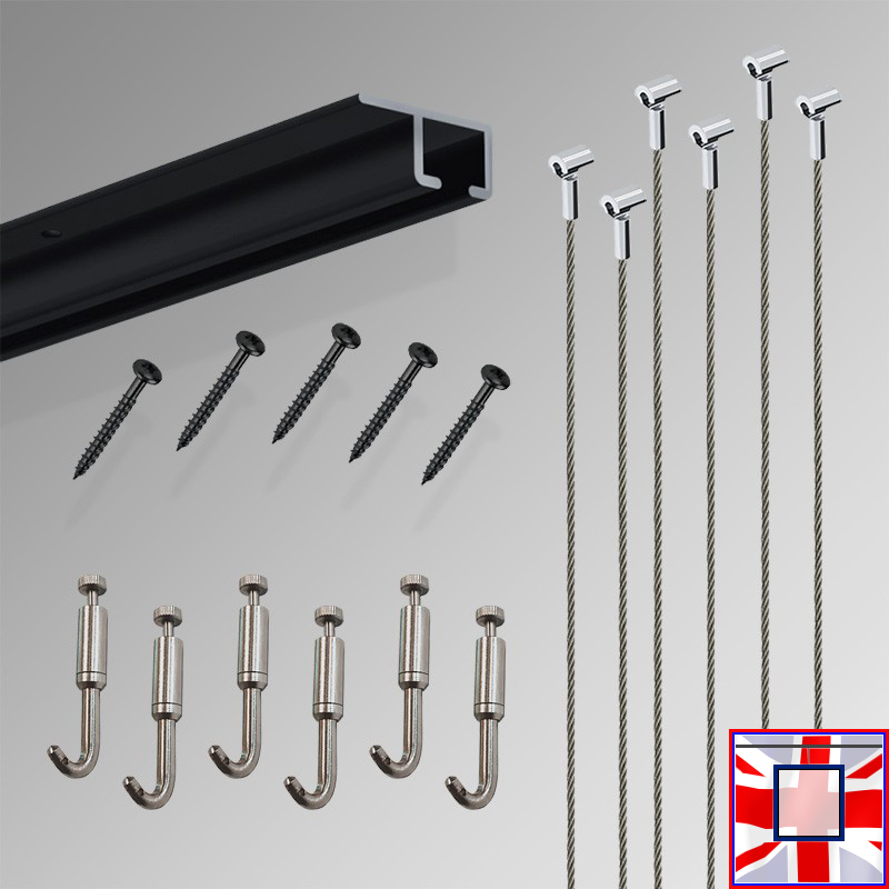 3m U Rail Ceiling Hanging Kit – All-in-One Picture Track & Hooks Gallery Set