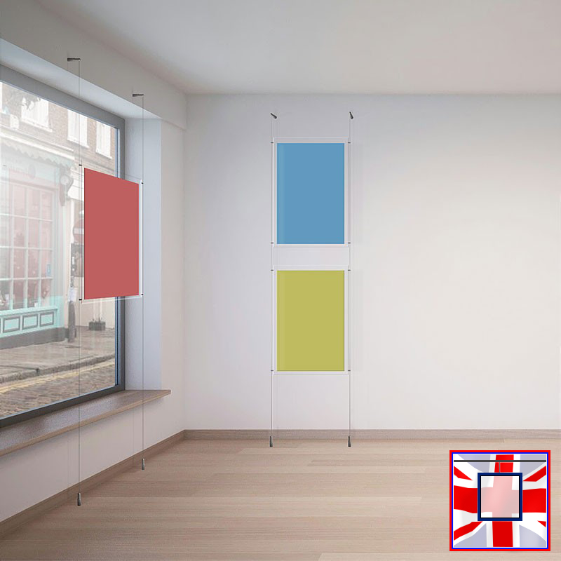 Display Cable for Art Hanging – 4m Wall to Floor, Chrome Finish