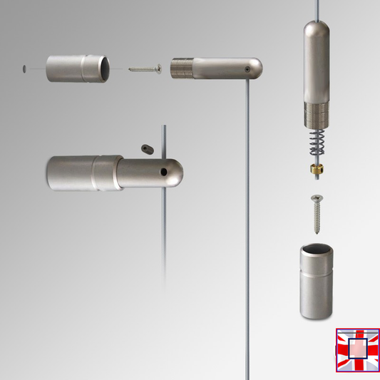 Satin Chrome 4m Wall to Floor Display Cables – Ideal for Art Hanging & Advertising