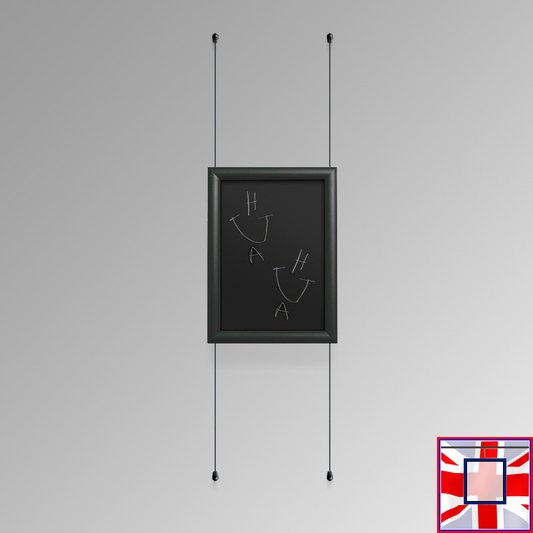Wall-to-Wall BLACK Frame Chalkboard Hanging Kit (All Black Cables)