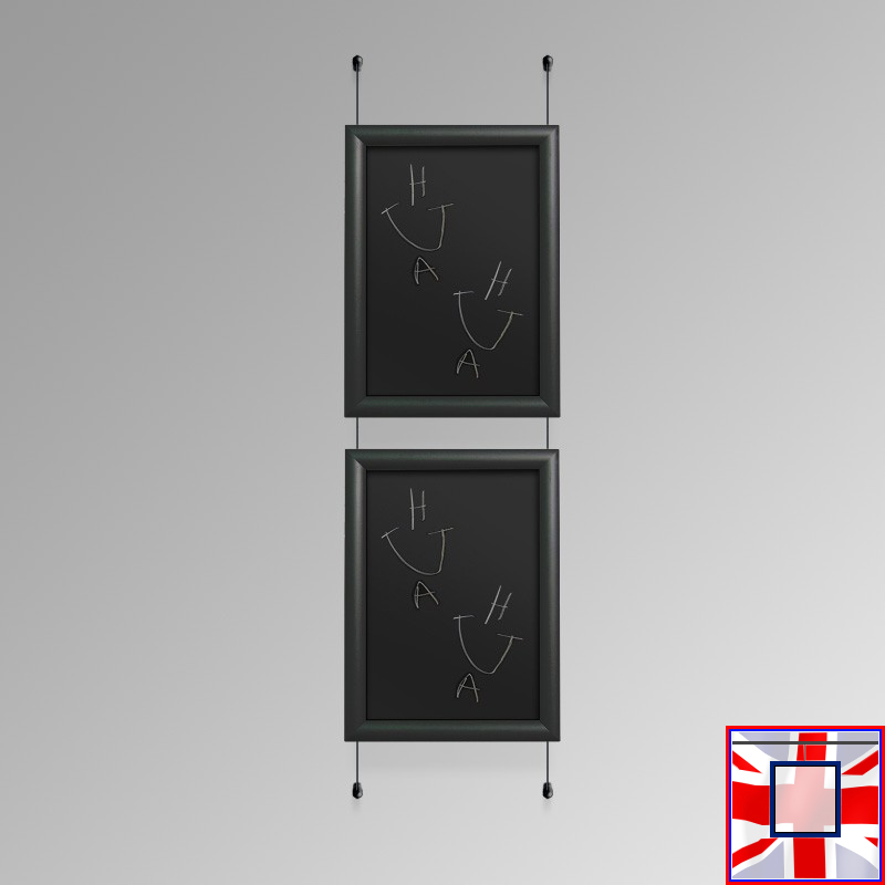 Wall-to-Wall BLACK Frame Chalkboard Hanging Kit (All Black Cables)